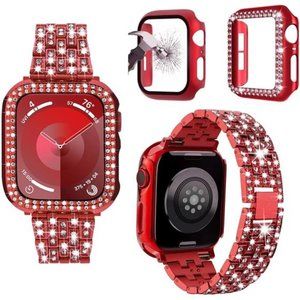 3-Pack Compatible With Apple Watch Band 38mm 40mm 42mm 44mm + Case